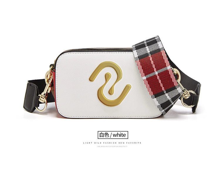 New Fashion Camera Bag Hand Woven Wide Shoulder Strap Crossbody Fashion Temperament Bag Large Capacity Small square Bag