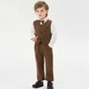 Kids Outdoor Fashion Clothes Sets Autumn Winter Long Shirt with Pants Luxury Children Boys Gentleman Clothes Sets