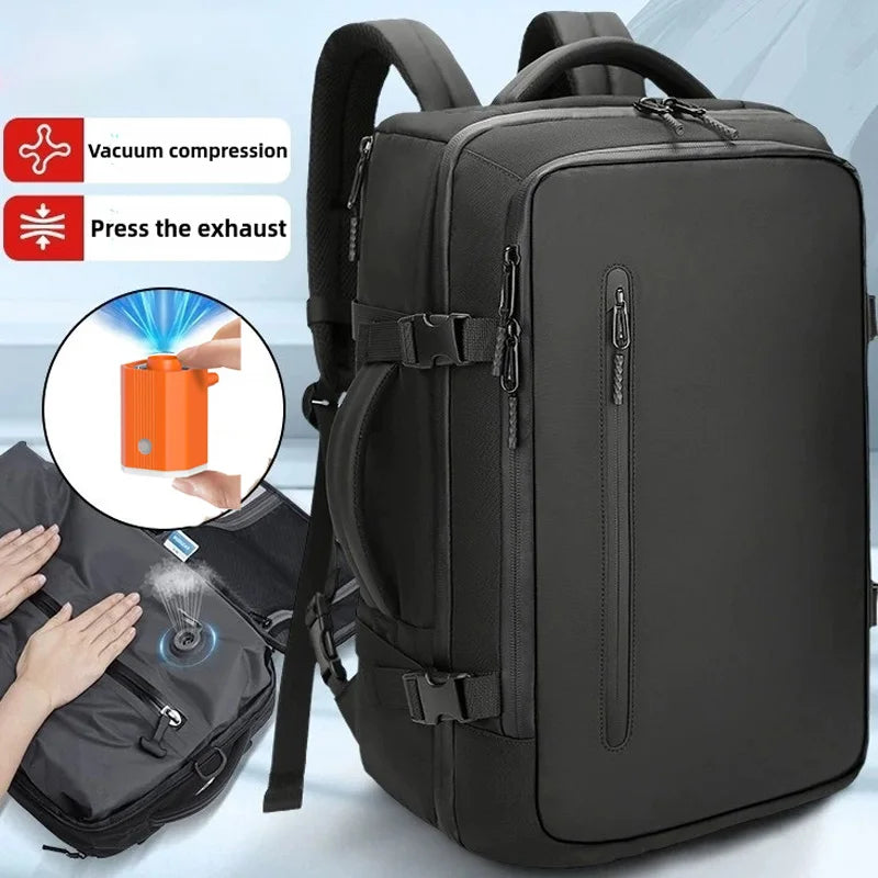 Built-In Compression Storage Vacuum Travel Bag Business Zippered Strap Zippered Letter Design Complements Laptop Backpacks
