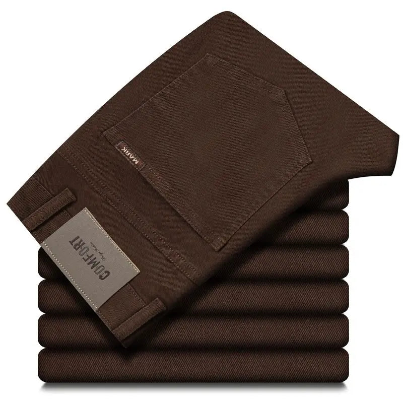 Four-season 100% Pure Cotton Best-selling Men's Casual Pants, Loose Straight Fit with No Hip Restriction Casual Long Pants