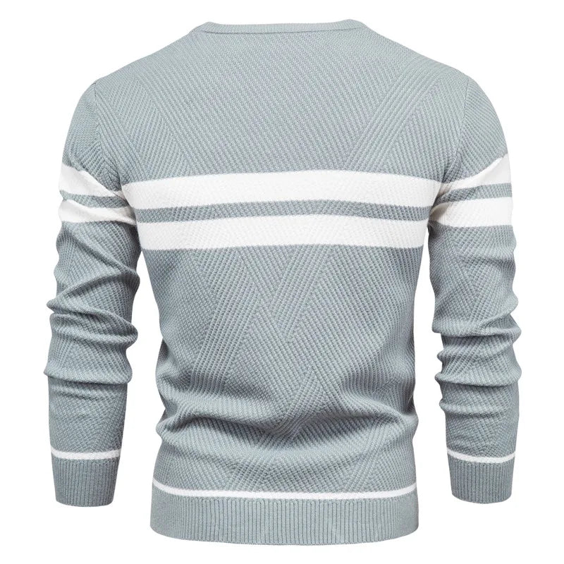High Quality Wholesale Winter Hot Selling Men Clothes Casual Warm Stripe Pullovers Basic Slim Plus Size Sweaters