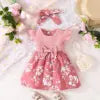 Little Girl 2-Piece Cotton Breathable Princess Dress Baby Set 0-2 Years Old Summer Sweet Bow Fly Sleeve