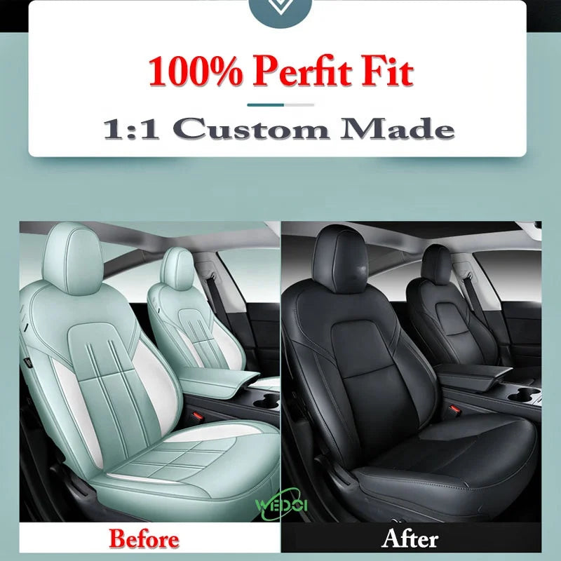 Seat caver 2024 Luxury Car Seat Cover for Tesla Model 3 Car Leather Seats Cover Customized Car Accessories Front Rear Seat Cover