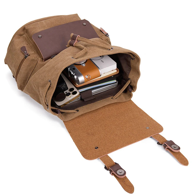 Custom Canvas Men's Weekender Travel Bag with String Closure Portable Computer Bag for Men Women Student School Use Durable