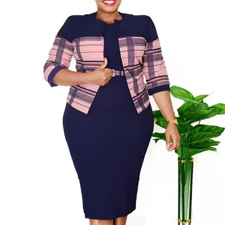 African Dresses for Women Spring Autumn African Polyester Plus Size Black Blue Green Purple Dress Suit African Clothes 2XL-6XL