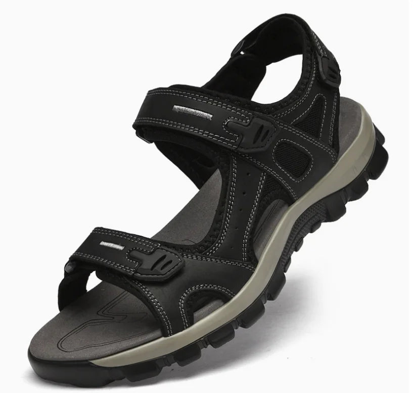 New Brand Design ECO Men's Summer Solid Sandals High Quality Outdoor Sandals with Breathable Thick Cowhide Upper USA Market Oem