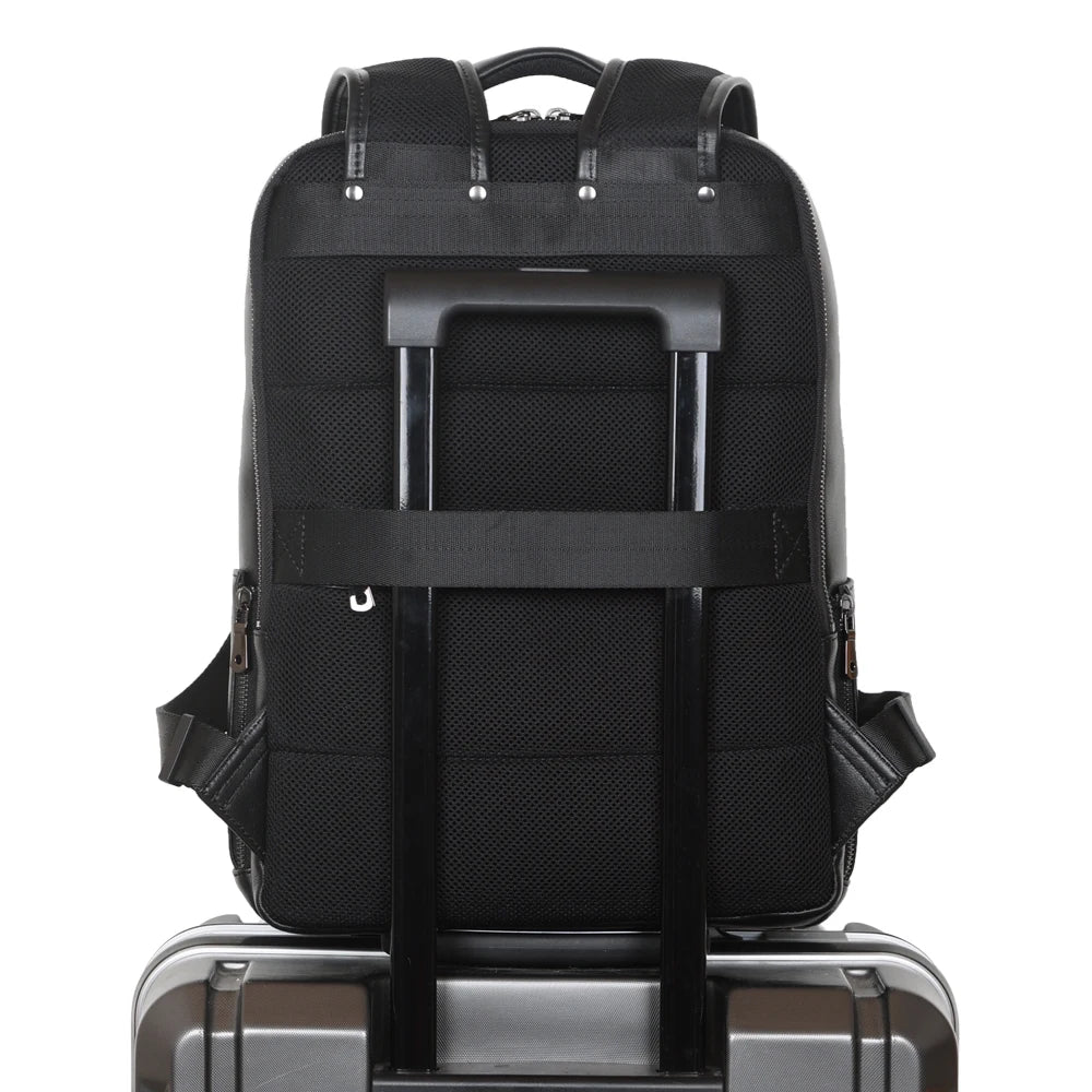 2025 England Genuine Leather Laptop Backpack Softback Business Bag Men Women Black Fashionable Computer School Backpack
