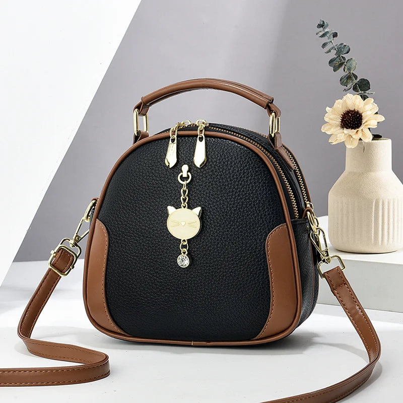 Manufacturer's Trendy Large Capacity Womens Handbag Casual Multi-Layer with Rivet Decoration Low Price Zipper Closure