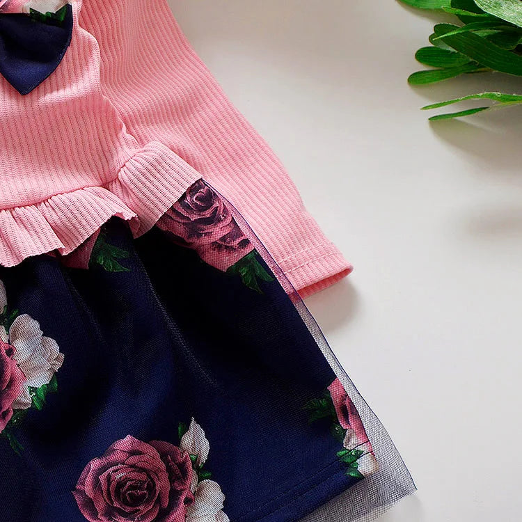 Flower Girl Dress Casual 1-9 Years Floral Baby Girls Dresses Cotton 4 Colors Wedding Party Children Clothes Birthday Clothing