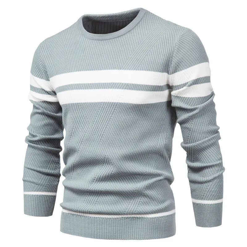 High Quality Wholesale Winter Hot Selling Men Clothes Casual Warm Stripe Pullovers Basic Slim Plus Size Sweaters