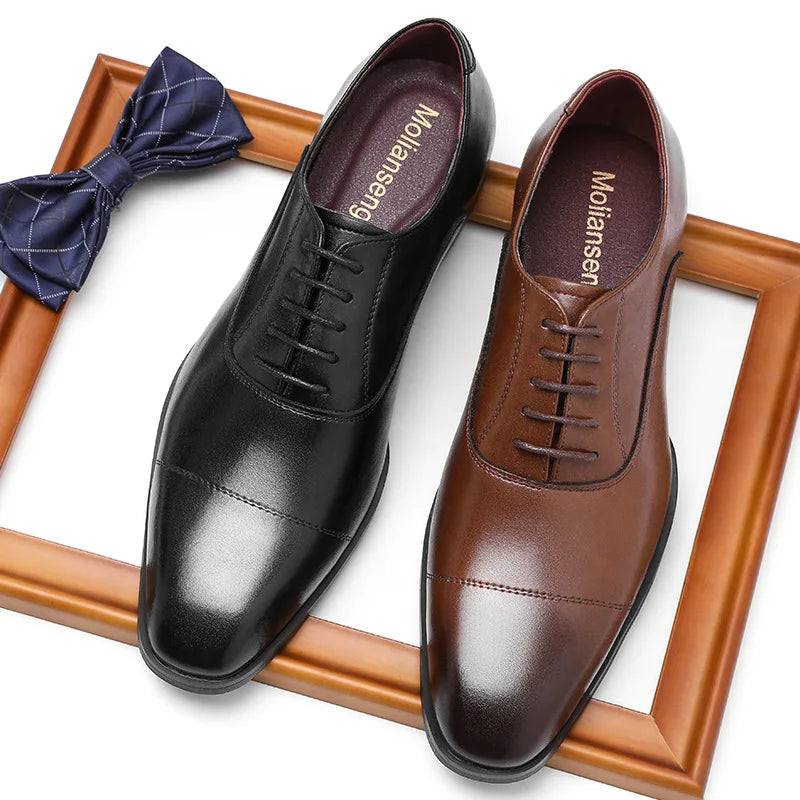 Pure Cow Cushioning & Breathable Loafers Style Leather Formal Material Fashion Men Genuine Height Increasing Dress Shoes