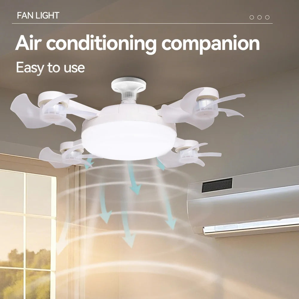 Home accessories Modern Creative Ceiling Fan Lamp Remote Control Foldable Stepless Dimming E27 45cm Drone Ceiling Fan with LED Lights Home Decor