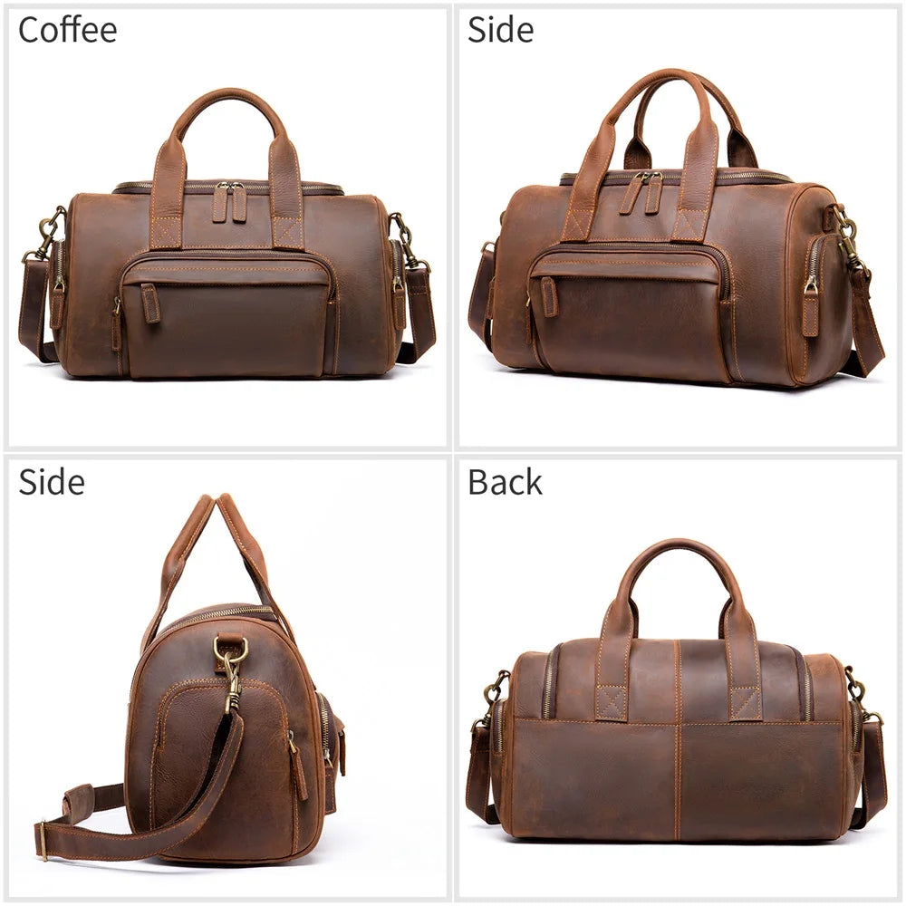 Westal Vintage High Quality OEM Genuine Leather Luggage  Men Large Computer Travel Bags for Men