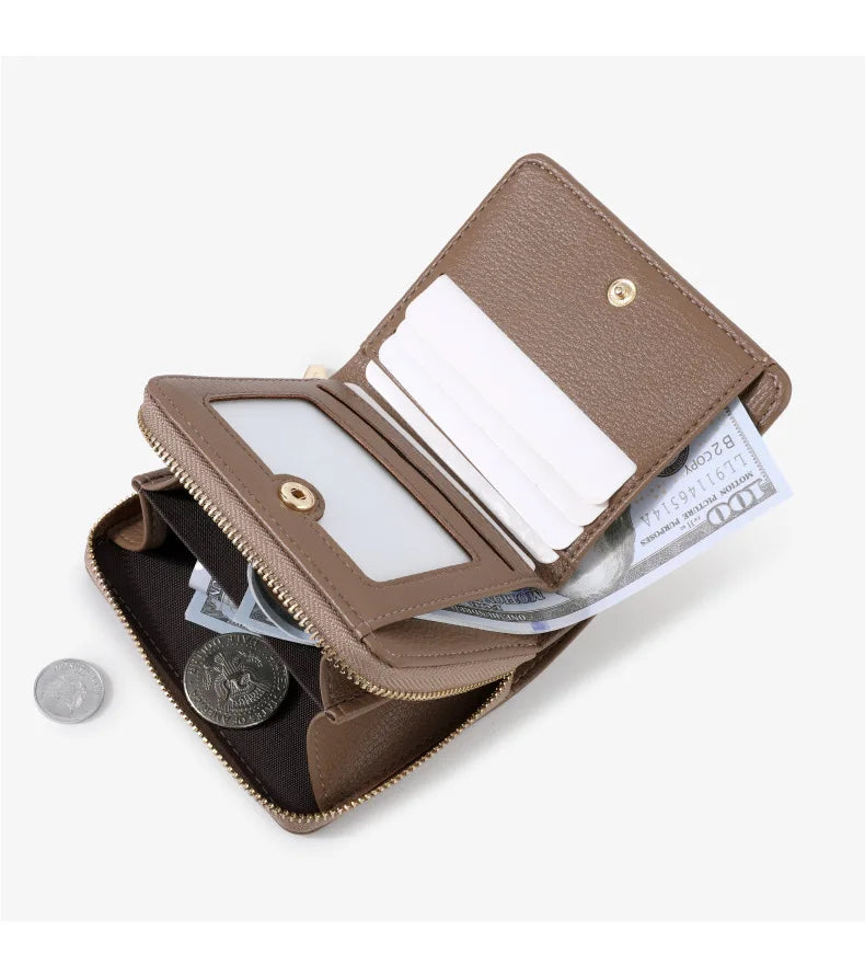 Hot Selling Classic Modern Short Wallet Zipper Closure Multi Card Slot Slim Lightweight Portable Ladies Daily Coin Purse