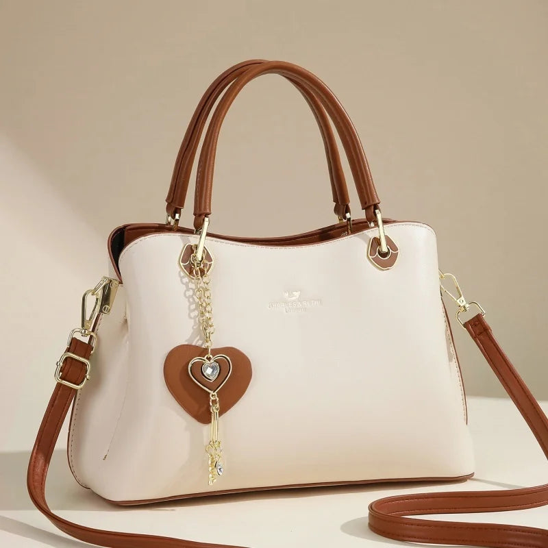 2025 New Original Design with Heart Pendant Large Capacity Work Travel Shopping Tote High Quality Elegant Women's Handbag