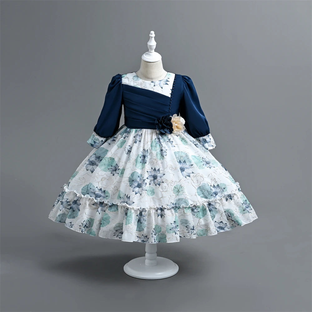 Girls Long Sleeve Flower Dress Kids Lace Dresses for Girls Children Autumn Winter Princess Party Costume Kids Casual Style Cloth