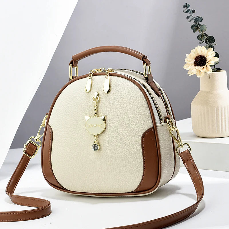 Manufacturer's Trendy Large Capacity Womens Handbag Casual Multi-Layer with Rivet Decoration Low Price Zipper Closure