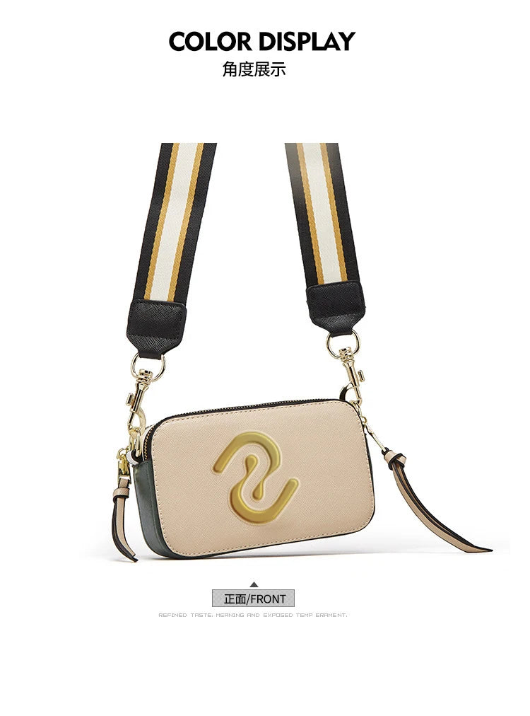 New Fashion Camera Bag Hand Woven Wide Shoulder Strap Crossbody Fashion Temperament Bag Large Capacity Small square Bag