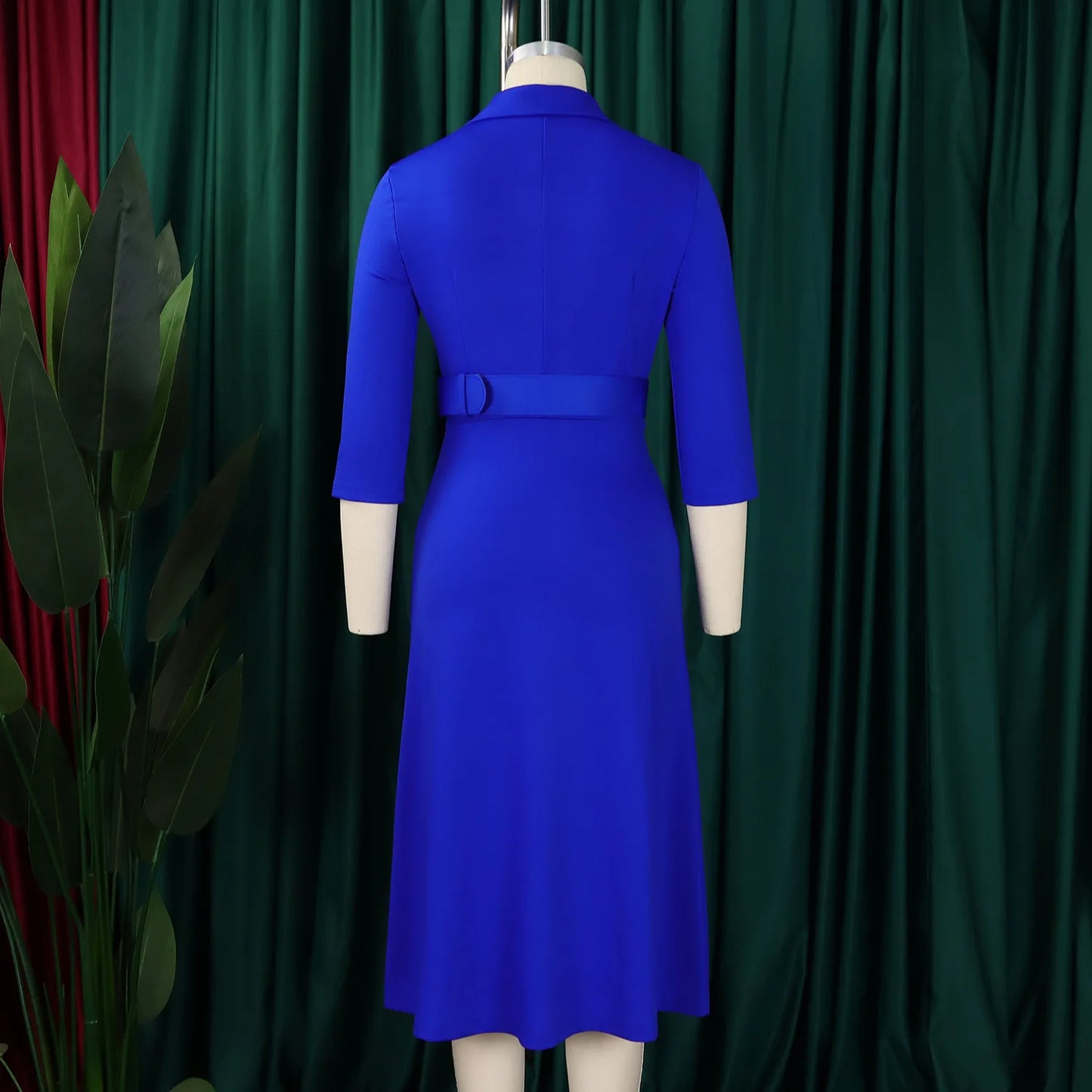 D3294 Trendy Autumn Dresses Women Casual Elegant Double Breasted Three Quarter Suit Collar Office Lady Formal Dress for Women