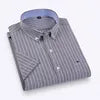Men's Casual Cotton Linen Knitted Yarn Dyed Short-Sleeved Shirt New Generation Summer Collection Breathable Sweat-Absorbent