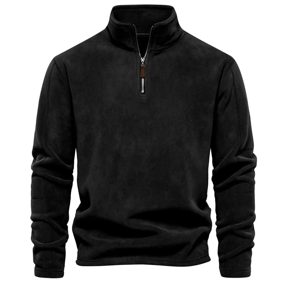 Men's Plaid 1/4 Quarter Zip Polar Fleece Pullover Sweatshirt Winter Stand Hoodies Tops Pocket Plain Dyed Color Block Design