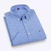Men's Casual Cotton Linen Knitted Yarn Dyed Short-Sleeved Shirt New Generation Summer Collection Breathable Sweat-Absorbent