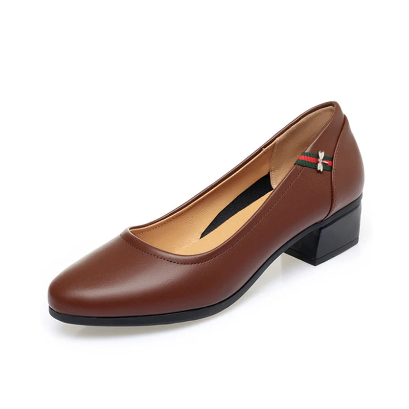 Women Office Shoes Heels Soft Comfortable Daily Walking Leather Brown Black Flat Office Shoes Work Shoes for Women and Ladies