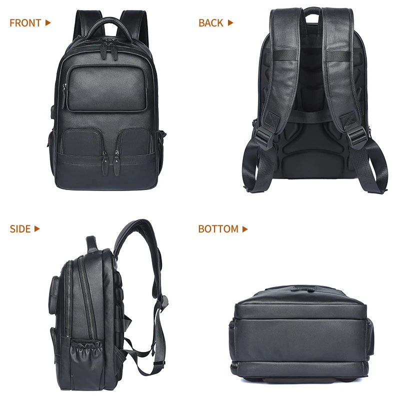 Fashion Designer Luxury High Quality Men's Travel Business Computer Notebook Backpack Waterproof Leather Backpack School Bag