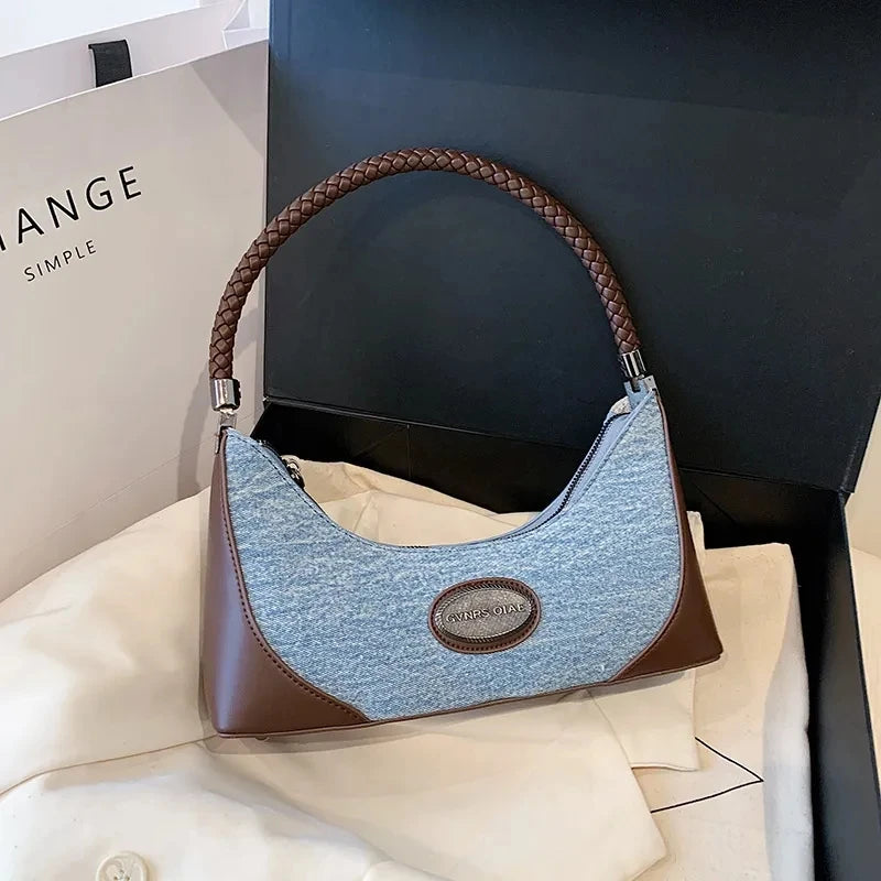 Small Denim Underarm Shoulder Side Bags for Women 2023 Korean Designer Fashion Handbags and Purses Trend Ladies Hand Bag