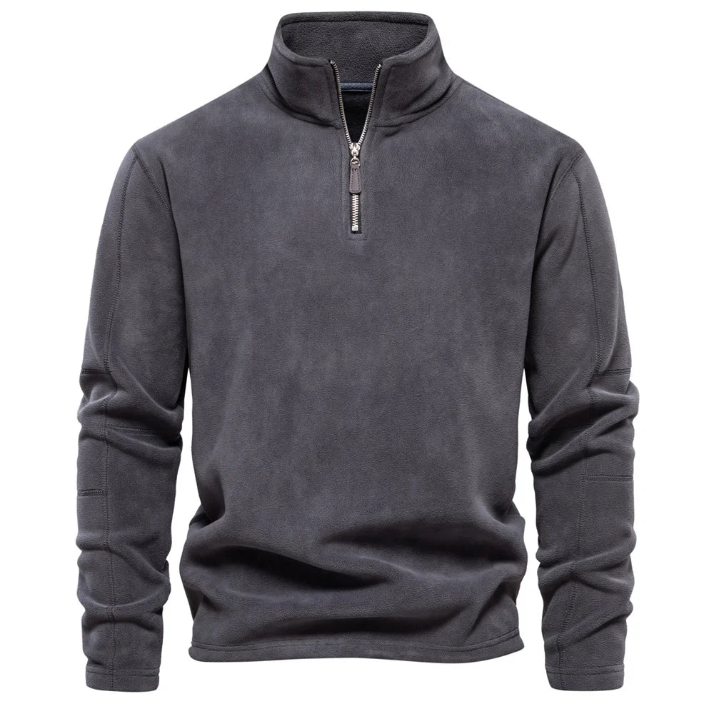 Men's Plaid 1/4 Quarter Zip Polar Fleece Pullover Sweatshirt Winter Stand Hoodies Tops Pocket Plain Dyed Color Block Design