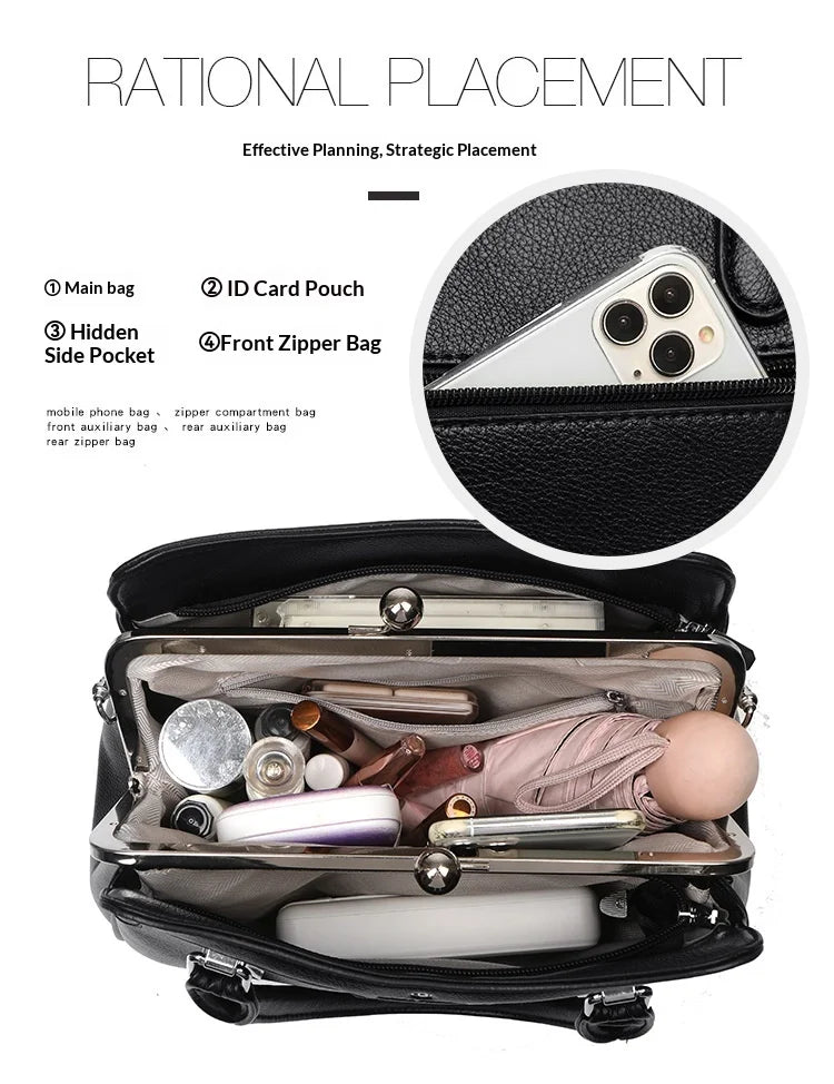 New High-End PU Fashion Women's Casual Tote Crossbody Bag with Zipper Closure Versatile Daily Use
