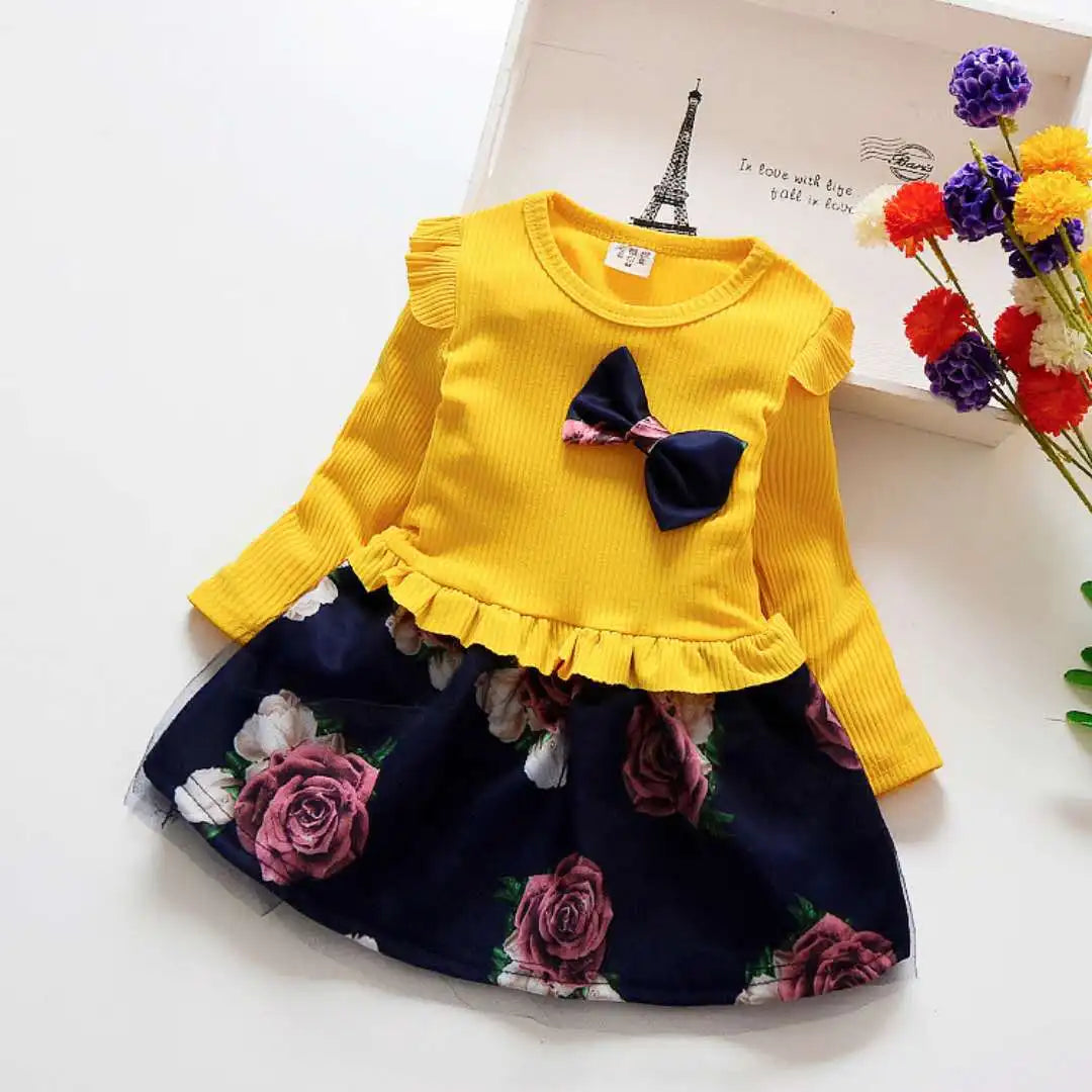 Flower Girl Dress Casual 1-9 Years Floral Baby Girls Dresses Cotton 4 Colors Wedding Party Children Clothes Birthday Clothing