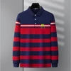 High Quality 100% Cotton Men's Long Sleeve Striped Polo Shirt with RL Embroidery Business Casual Polo Tops#RL