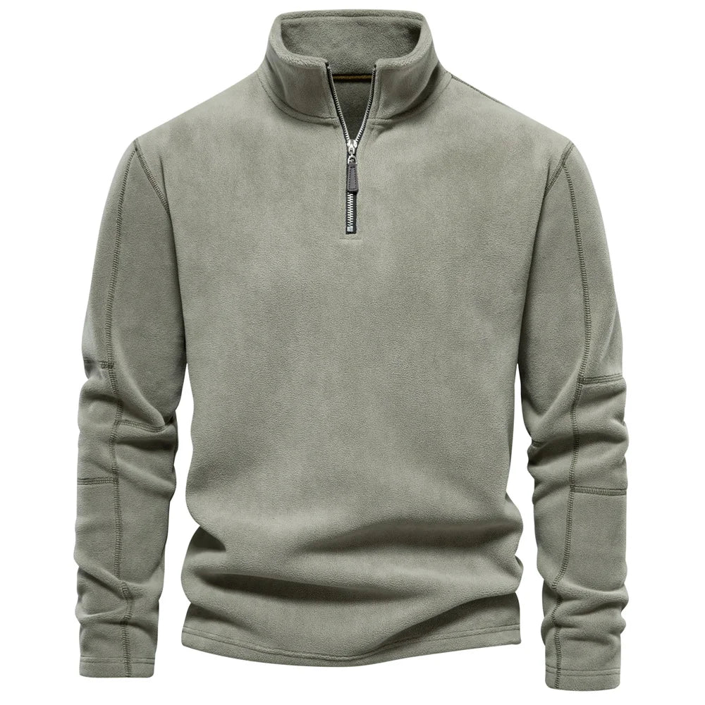 Men's Plaid 1/4 Quarter Zip Polar Fleece Pullover Sweatshirt Winter Stand Hoodies Tops Pocket Plain Dyed Color Block Design