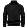 Men's Plaid 1/4 Quarter Zip Polar Fleece Pullover Sweatshirt Winter Stand Hoodies Tops Pocket Plain Dyed Color Block Design