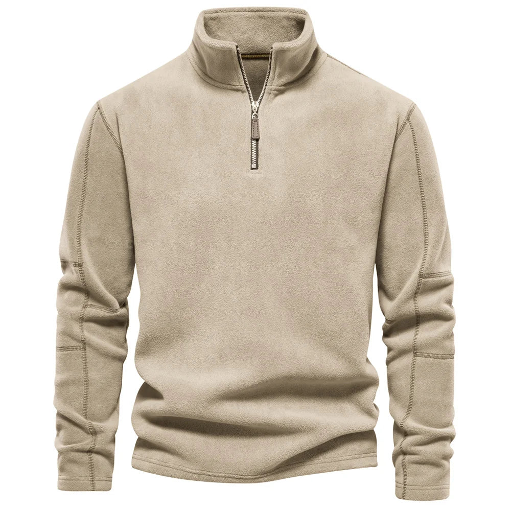 Men's Plaid 1/4 Quarter Zip Polar Fleece Pullover Sweatshirt Winter Stand Hoodies Tops Pocket Plain Dyed Color Block Design