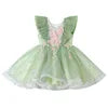 Little Girls Green Dresses for Girls Costume Kids Fairy Cosplay Flower Baby Princess Clothes Christmas Party Outfit