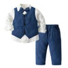 Kids Outdoor Fashion Clothes Sets Autumn Winter Long Shirt with Pants Luxury Children Boys Gentleman Clothes Sets