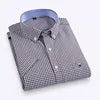 Men's Casual Cotton Linen Knitted Yarn Dyed Short-Sleeved Shirt New Generation Summer Collection Breathable Sweat-Absorbent
