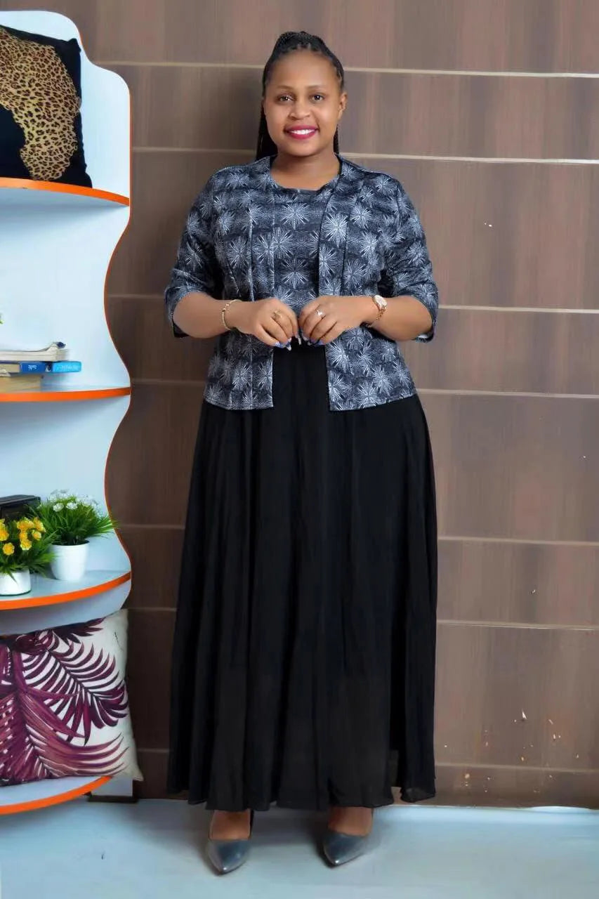 Latest Design Plus Size African Women's Clothing Official Elegant Two Pieces Ladies Dresses for Women