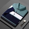 ANSZKTN Summer New High-quality Men's Striped Short Sleeve T-shirt Cotton Thin Style Business Lapel Polo Shirt