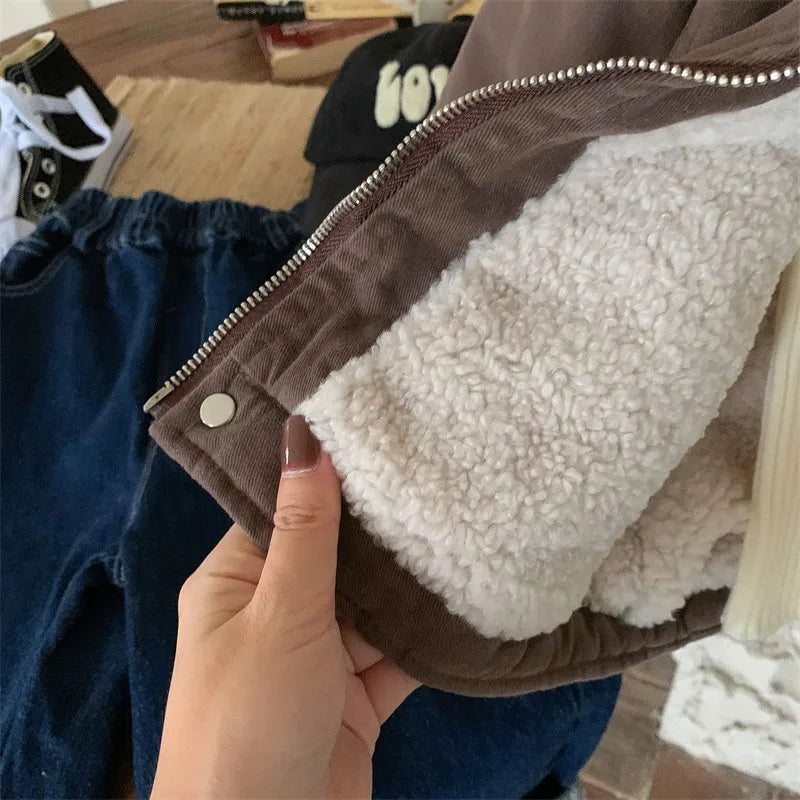 2022 Autumn Winter Infant Baby Boys Thicken Outwears Cotton Padded Coat Casual Solid Clothes Fleece Toddler Winter Jacket