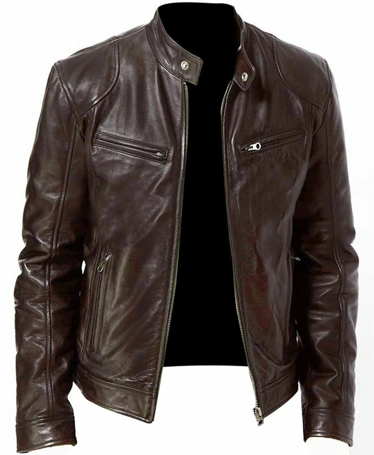 2021 Winter Fashion Motorcycle Leather Oversized Jacket Men Slim Fit Pu Leather Waterproof Warm Black studded Leather Jacket