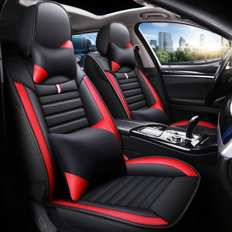 car seat cover Five-seat Universal Leather Car Seat Cushion Cover Full-Enclosed Wear-Resistant Durable Removable Standard Fitment