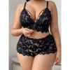 Women clothes Plus Size Sexy Lingerie Set Black Floral Lace High Waist For Honeymoon Night Delicate Lace Honeymoon Gift