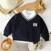 Toddler Boys Hoodies Sweatshirt Boys Sweatshirts Fashionable Lapel POLO Shirt False Two Pieces Available in Large Sizes