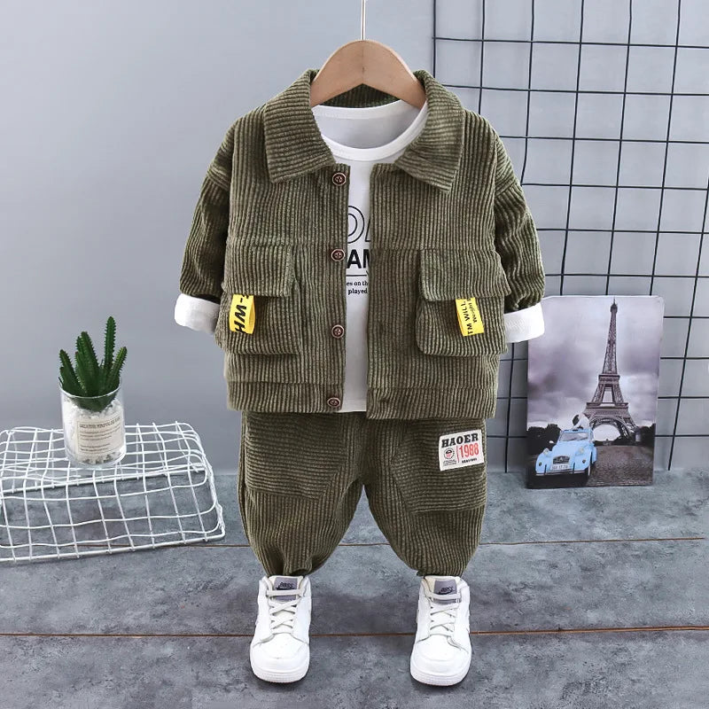 Boys' Little Suit Three Piece Set Baby Spring and Autumn New British Dress Children's Wear