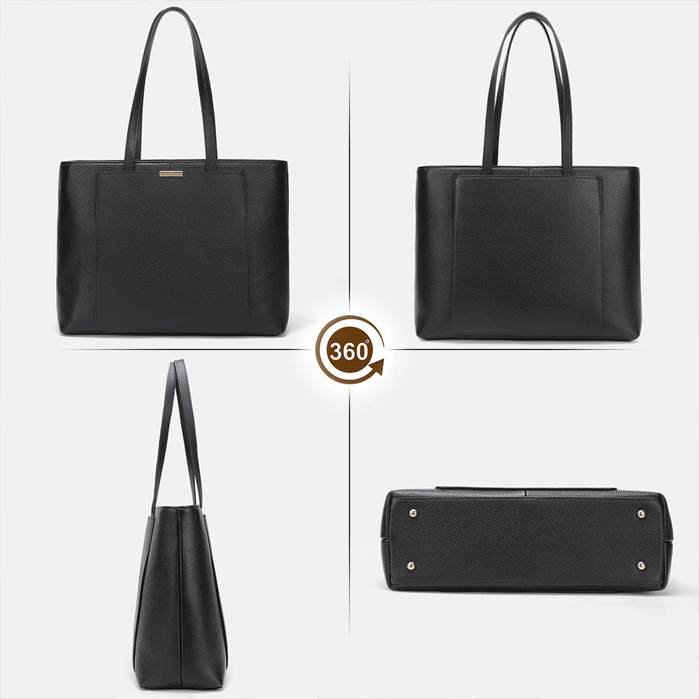 Factory Wholesale Customizable Women's Genuine Leather Open Top Tote Shoulder Bag-All Seasons Fashion Lady Handbag