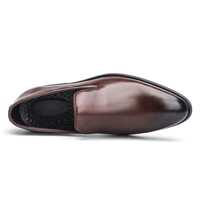 New Fashion Men Casual Brown Sole Soft Leather Shoes Comfortable Simply Pure Man Business Office Shoe
