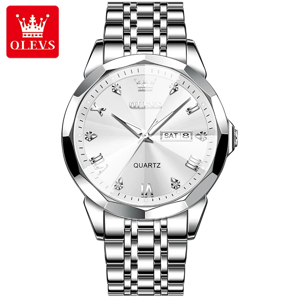 OLEVS 9931 Custom Oem logo Business Watch Luxury Men's Watch Waterproof Luminous Quartz Classic Steel  Watches for Men